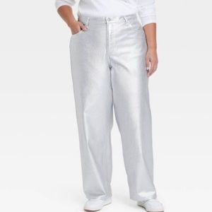 Women's Mid-Rise 90's Baggy Jeans - Universal Thread™ Metallic Wash